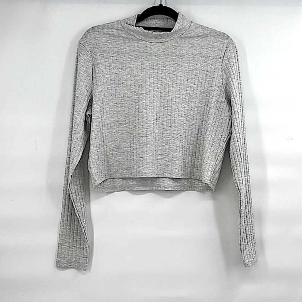 H&M gray cropped mock turtle neck size XL tight fit